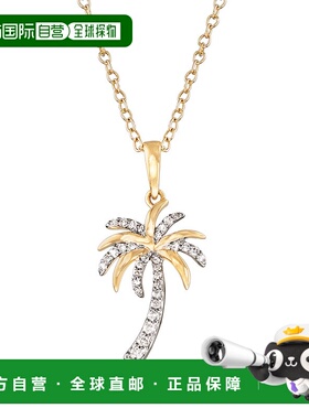 自营 Ross-Simons 钻石棕榈树吊坠项链 14 克拉黄金 - 16 英寸 美