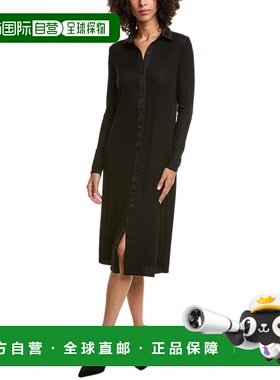 自营Bella Dahl罗纹混合衬衫连衣裙-黑色 美国奥莱直发