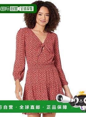 自营 Paige Sandee连衣裙女式红色印花分层褶边A字型JDM1007-红色