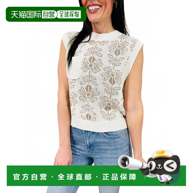 自营 la miel棕色黄油无袖花朵毛衣 美国奥莱直发新款