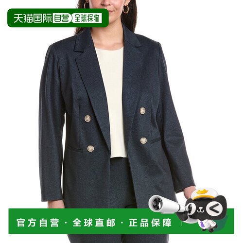 自营Anne Klein Plus Notch Collar Blazer - blue 美国奥莱直发