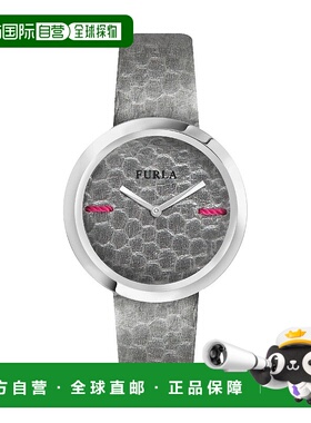 自营 Furla/芙拉 My Piper 灰色表盘SS小牛皮手表女 美国奥莱直发