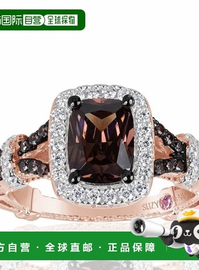 自营 Suzy Levian Rose 纯银棕色和白色立方氧化锆订婚戒指 - 棕