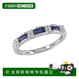 B女士戒指首飾銀藍拼色鑲鉆質感百搭簡約氣質 美國直郵Julianna