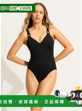 自营Seafolly Collective DD Swimsuit Women Black Underwire V-