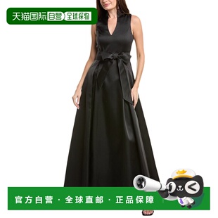 自营Adrianna Papell Mikado Tie Front Dress - black 美国奥莱