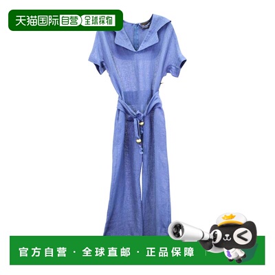 自营Lisa Marie Fernandez 蓝色亚麻腰带连体裤 - 蓝色 美国奥莱