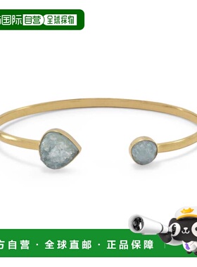 自营liv oliver18k 金梨形海蓝宝石和圆形开口手镯 - 金 美国奥莱