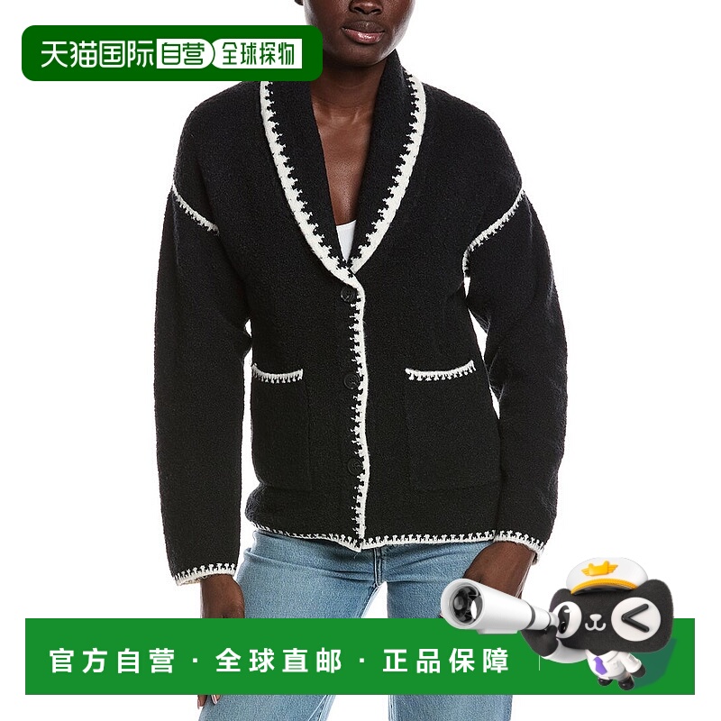 自营525 America Tierney Boucle Coatigan & Scarf - black 美国