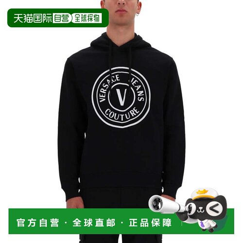 自营versace jeans coutureBlack Relaxed-Fit Logo Hoodie - bla