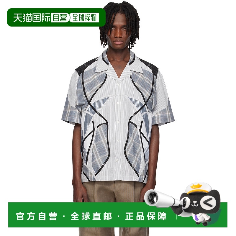 1h可退 香港直邮潮奢 Craig Green 男士 蓝色拼接衬衫 CGSS25CWOS