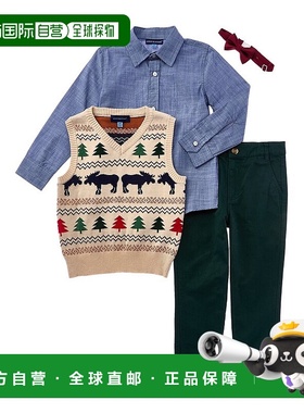 自营Andy & Evan Sweater Vest, Button-Down & Twill Pant Set -