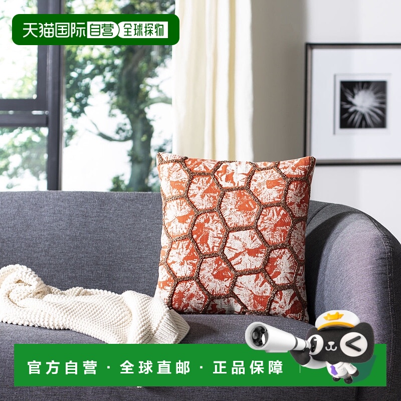 自营 Safavieh Falla 枕头 - 橙色 / 白色 美国奥莱直发