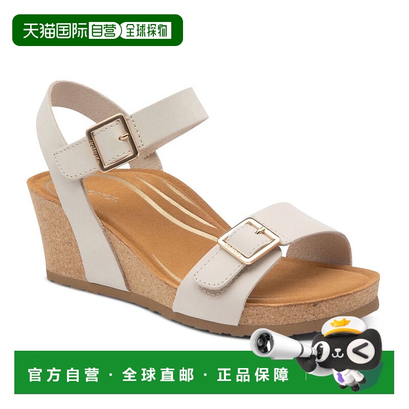 自营aetrex象牙色女式Lexa楔形凉鞋 美国奥莱直发