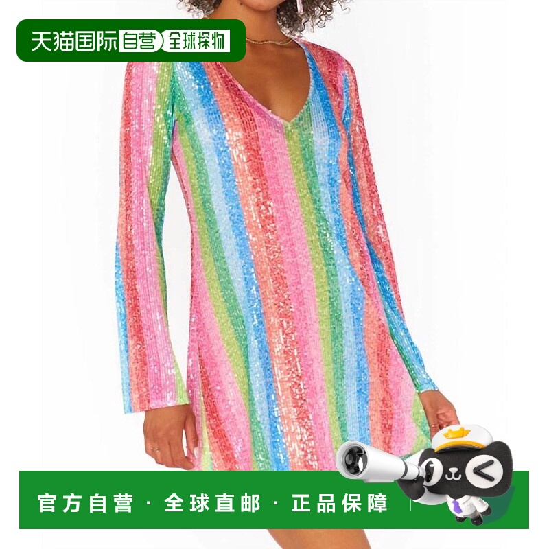 自营show me your mumuRevenge Bright Stripe Sequins Mini Dres