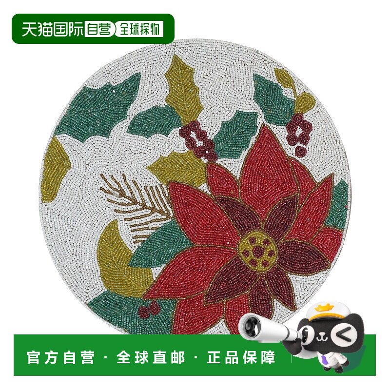 自营tiramisuFloral Beaded Placemat - ivory/red 美国奥莱直发