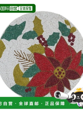 自营tiramisuFloral Beaded Placemat - ivory/red 美国奥莱直发