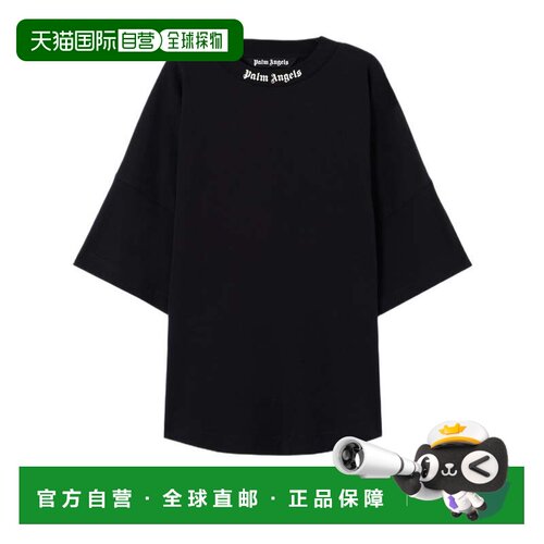 自营palm angelsOversized Black T-Shirt With Bold Logo Detail