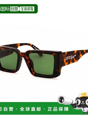 自营off-white米白色方形全边太阳镜，哈瓦那框架和绿色镜片Oeri0
