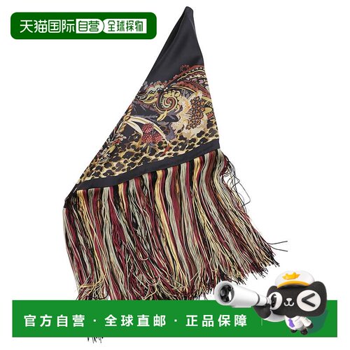 自营etro方形丝巾，搭配丰富的佩斯利和豹纹图案设计-黑色 美国奥