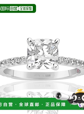 自营 Suzy Levian 纯银圆形切割方晶锆石新娘订婚戒指 - 白色 美