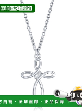 自营 simona925 纯银 0.05cttw 钻石十字架项链 - 银白色 美国奥