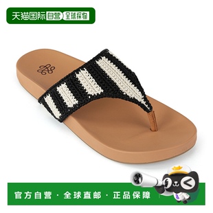the 黑色条纹 sakEverly 手工钩编 美国奥莱直发 凉鞋 自营