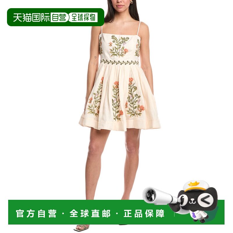 自营Agua by Agua Bendita Linen Mini Dress - white 美国奥莱直