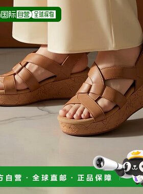 1小时内可退 【美国直邮】clarks 女士 凉鞋编织舒适女鞋坡跟外穿