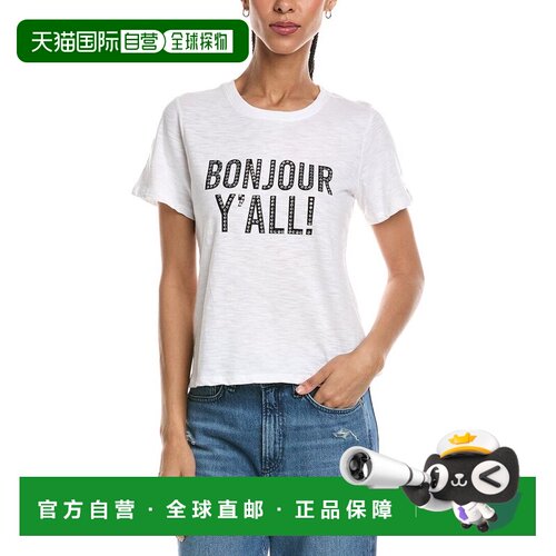 自营cinq à sept五到七个热套Hello Yall ShRunken t恤-白色 美