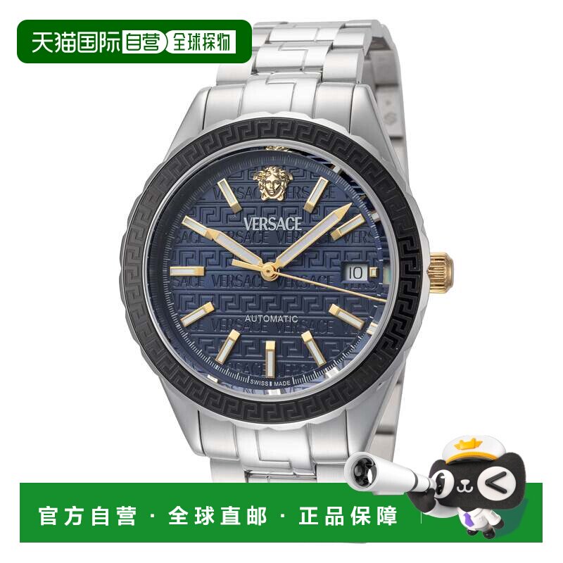 自营Versace男士Hellenyium 42毫米自动手表-银色 美国奥莱直发
