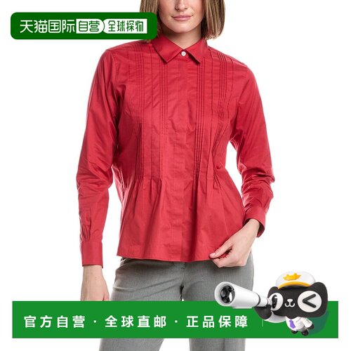 自营Brooks Brothers Poplin Placket Relaxed Blouse - red 美国