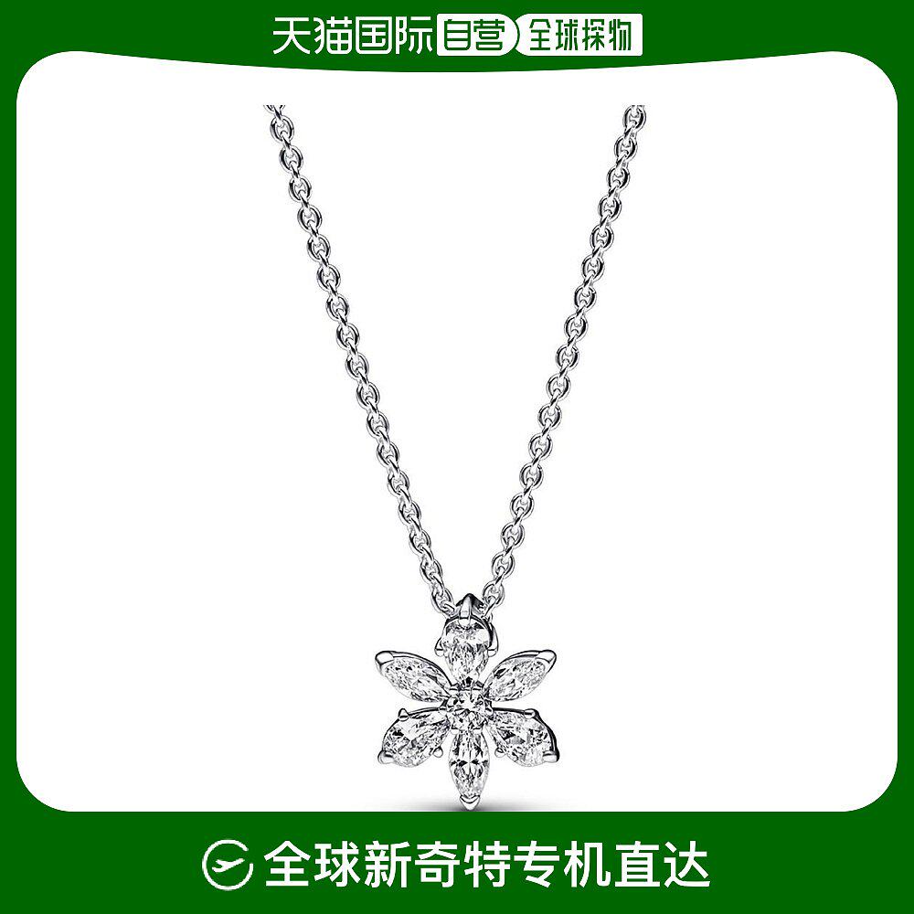 【美国直邮】pandora 永恒纯银闪亮方晶锆石植物标本吊坠项链宝石