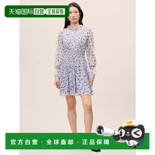 自营rebecca taylorDeco长Seeve连衣裙-Deco flower Aster combo