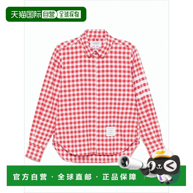自营thom browneGingham Check Long-Sleeve Cotton Shirt - whit