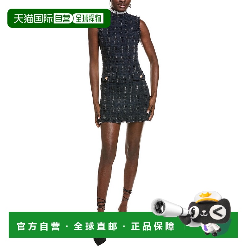 自营Endless Rose Lace Detail Tweed Wool-Blend Mini Dress - b