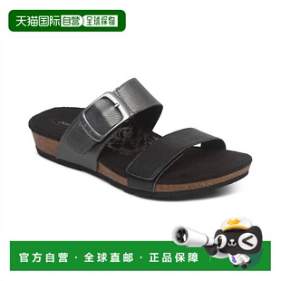 1h可退 【美国直邮】Aetrex 女款黑色Daisy可调节拖鞋 经典舒适设