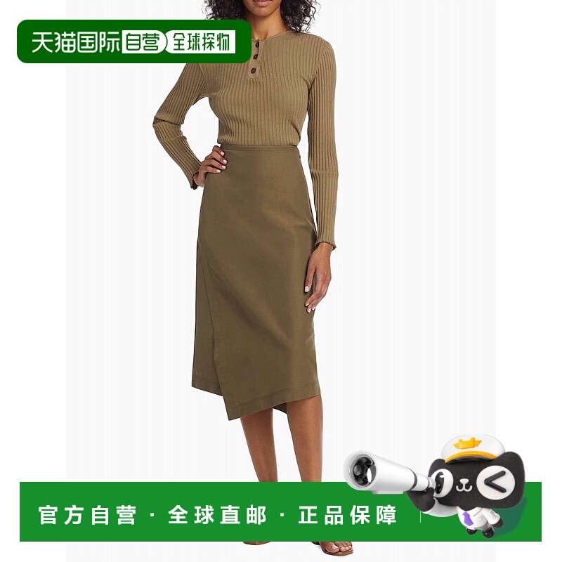 自营vince实用面板包裹不对称裙子在洗藤洗藤 美国奥莱直发