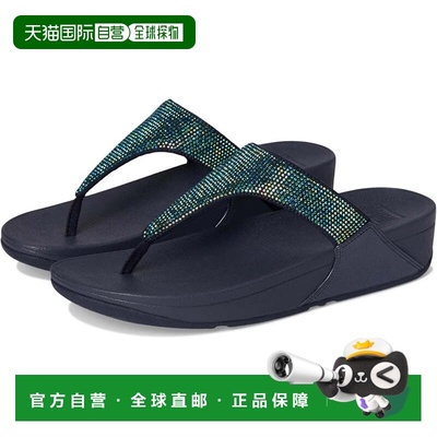 自营FitFlop Lulu Sandals Navy Crystal Embellished Toe Post R