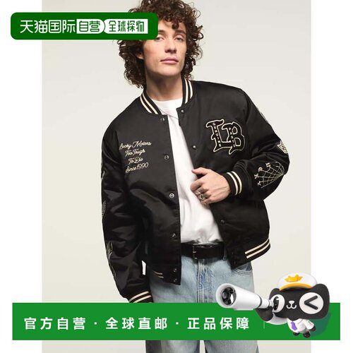 自营Lucky Brand Men's Lucky Satin Varsity Jacket - black 美