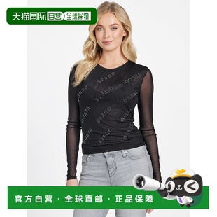 自营guessWinny Rhinestone Logo Top - black snakeskin 美国奥
