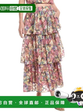 自营 endless rose无尽玫瑰花长裙-红色 美国奥莱直发蛋糕裙