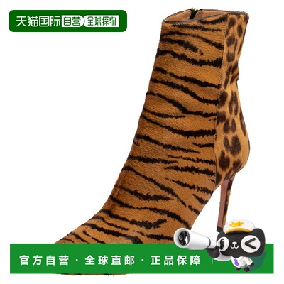自营Aquazzura Brown Leopard Print Calf Hair Alma Boots - bro
