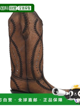 1h可退 【美国直邮】Corral品牌女式牛皮刺绣水晶镶钉尖头时装靴