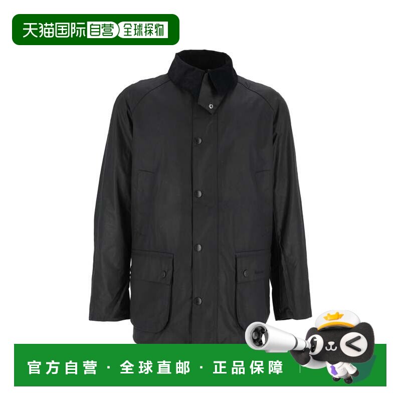 自营barbour脱蜡棉质Ashby夹克，设计有条理的轮廓-黑色 美国奥