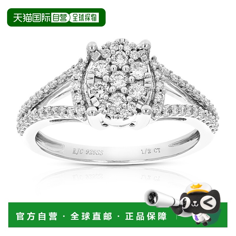 自营 vir jewels1/2 克拉圆形实验室培育钻石 .925 纯银结婚订婚