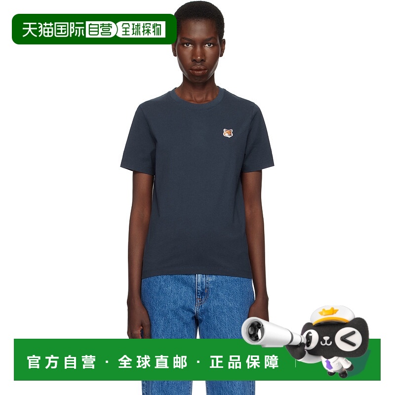 1h可退 香港直邮潮奢 MAISON KITSUNE 女士 海军蓝 Fox Head Patc