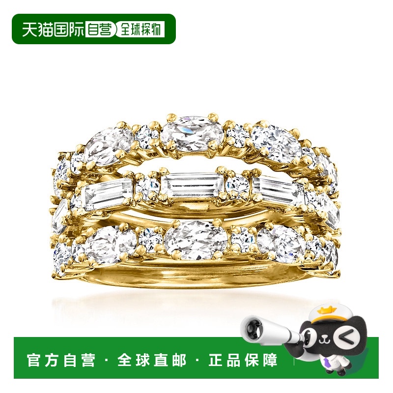 自营Ross-Simons CZ Jewelry Set: 3 Rings in 18kt Gold Over St