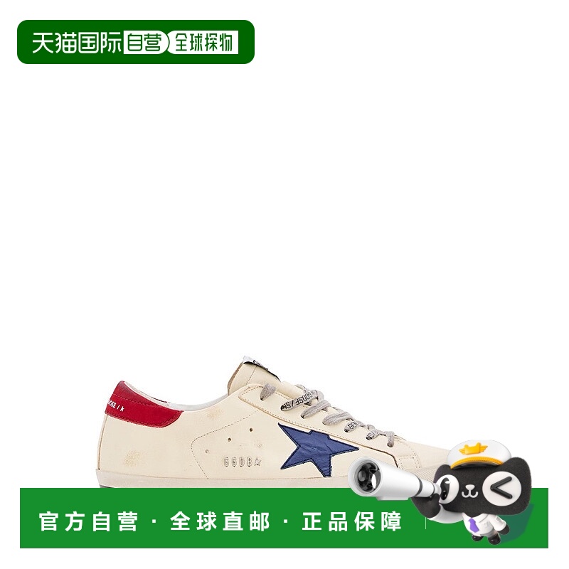 自营golden goose级明星奶油运动鞋，带蓝色星星-中性色 美国奥莱