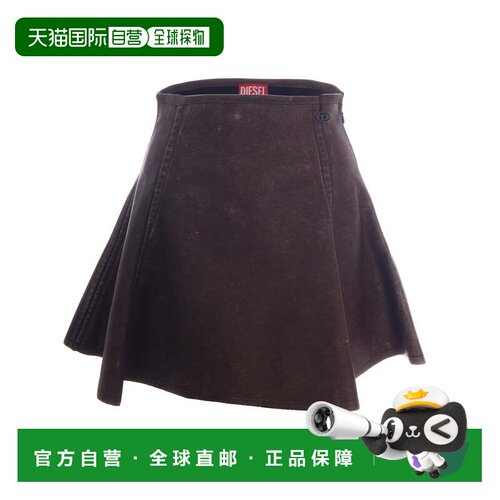 自营diesel巧克力Erina聚氨酯迷你裙-黑色 美国奥莱直发
